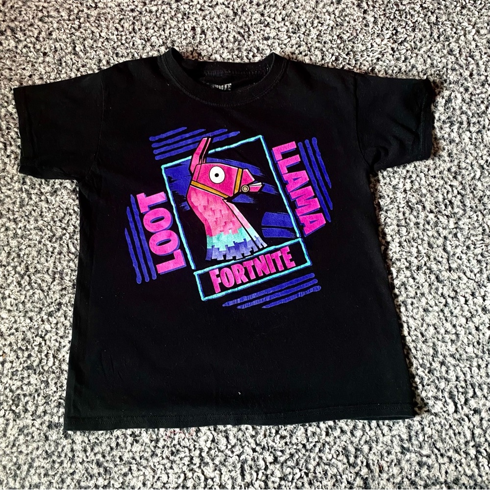 Fortnite Llama 90s Boys Short Sleeve Graphic T-Shirt, Sizes 10-12, Boy's, Black